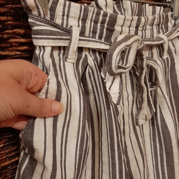 Divided Paperbag Waist Striped Belted Tie Shorts 0 Coastal Festival Beach - Picture 3 of 7